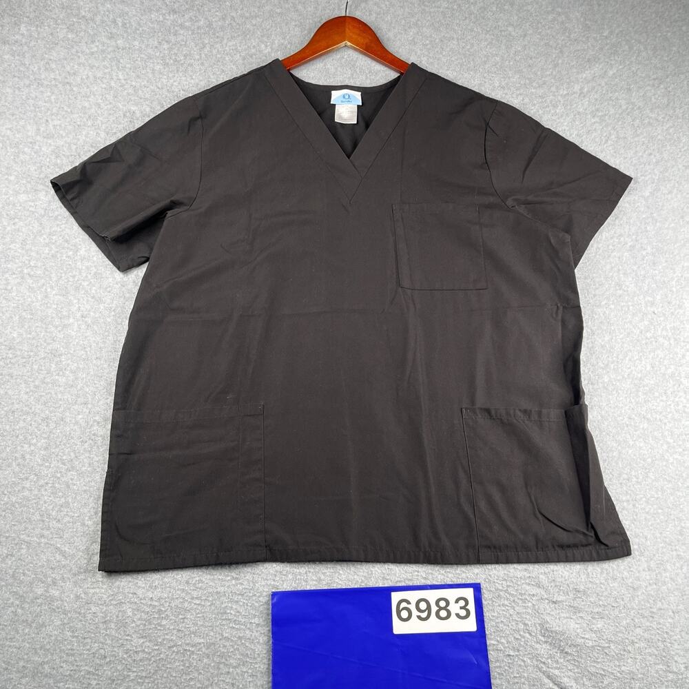SB Scrubs Top Womens Size XL Black Pockets V Neck